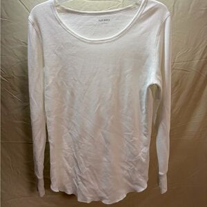 Old Navy White Women's Waffle Knit Long Sleeve Top